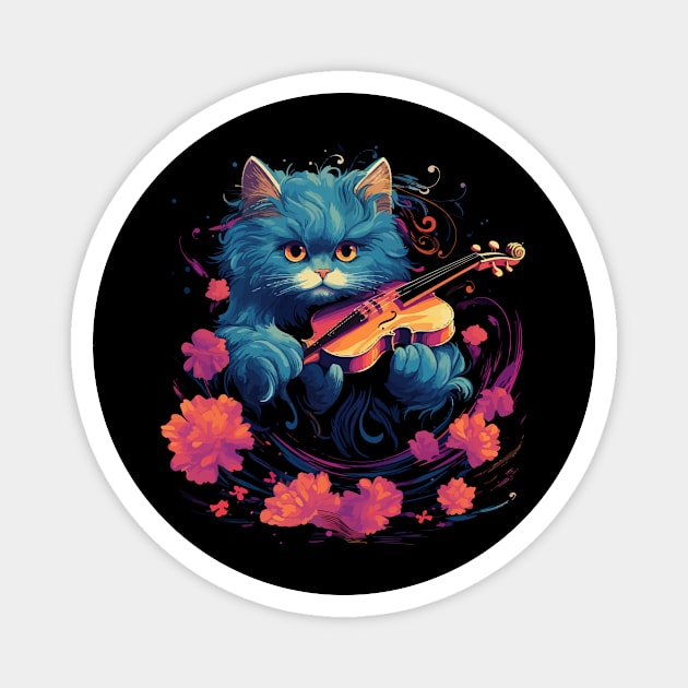 Persian Cat Playing Violin Magnet by JH Mart